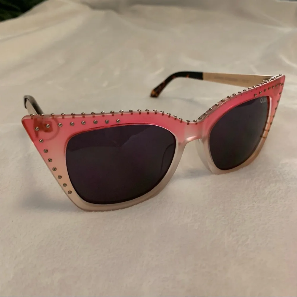 Quay Pink Ombre Cat-Eye Studded Sunglasses